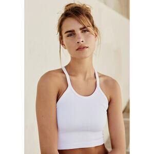 NWOT Free People Movement Happiness Runs Ribbed Crop Tank in White